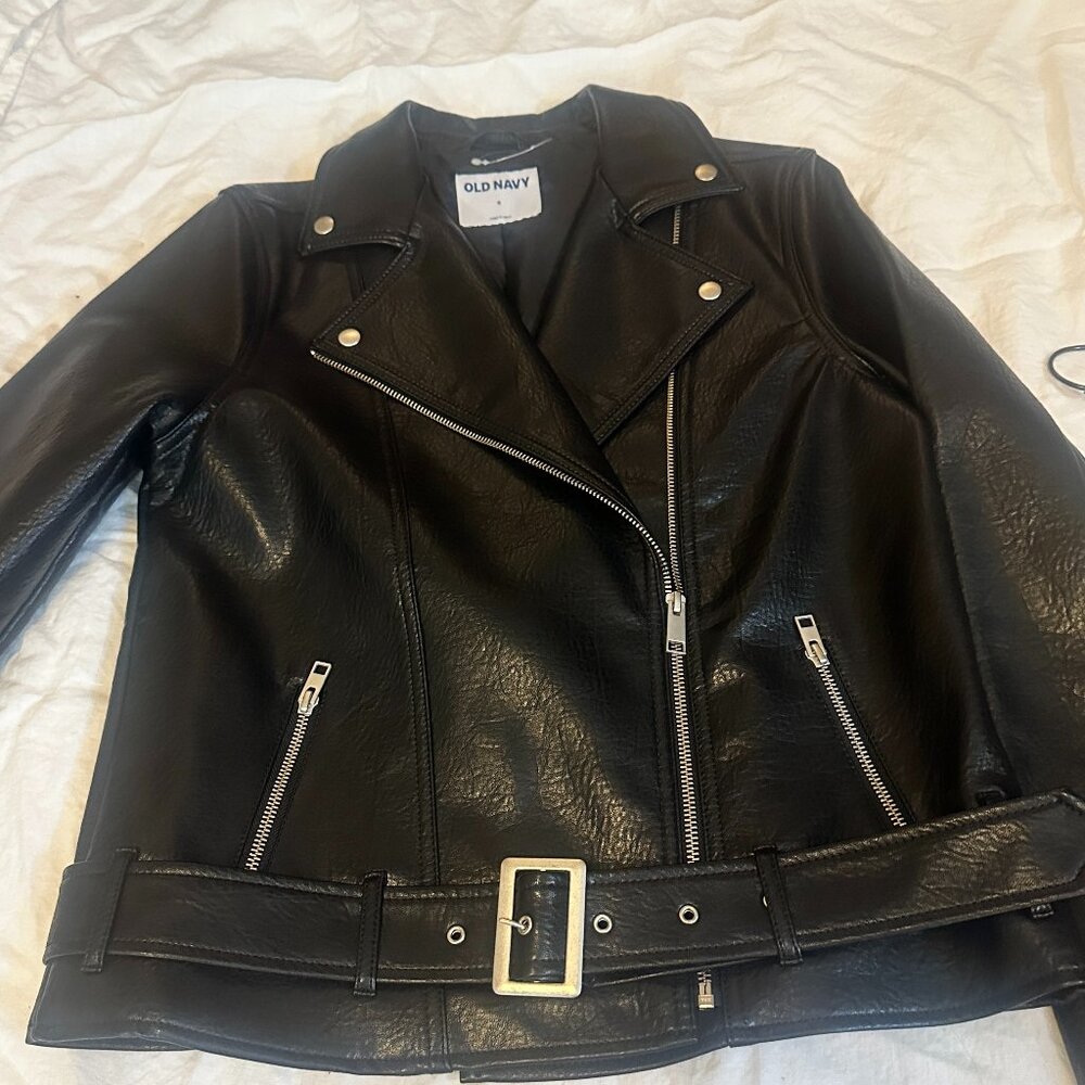 Old Navy Black Faux Leather Moto Jacket